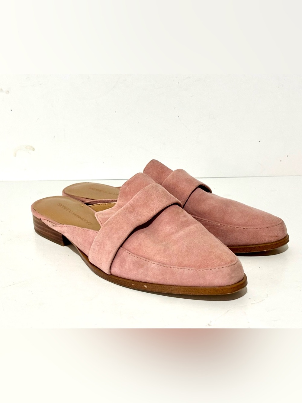 Rebecca Minkoff Womens Pink Suede Pointed Toe Loafer Mules Slides Size 7.5